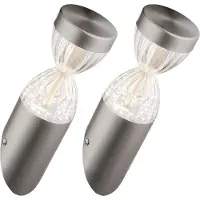Globo Lighting 2er Set LED Außenwandlampe, silber, Fackel Design, H 26,5 cm