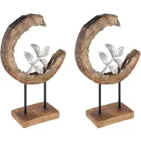 Globo 2x LED Solarleuchte, Holz Optik, Mondsichel Design, H 52 cm