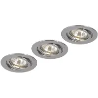 Globo Lighting 3er Set Einbaustrahler, Metall Chrom, GU10 Fassung, D 9,7cm