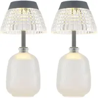 Globo Lighting 2x LED Solarleuchte Tischleuchte, Glas, klar, Akku, H 27 cm