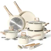Just perfecto JL-28: Küchengeschirr im Granit-Look, beige, 15-teilig