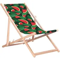 Greenblue Klassischer Liegestuhl aus Buchenholz GB183 mit Wassermelonen-Aufdruck