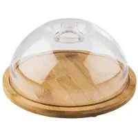 Markenlos Servierplatte mit Schutzhaube Ø20,5 cm – Natur