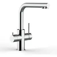 VIZIO Kurzversion 5 Wege Wasserhahn Küchenarmatur Edelstahl Massiv mit 360° Schwenkbarem L Auslauf Hochglanz Poliert