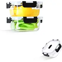 Markenlos Glas Meal Prep Behälter 520 ml Set 2 mit Dampventil – luftdicht, mikrowellen-/gefrier-/spülmaschinenfest