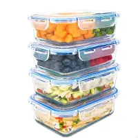Markenlos Glas Lebensmittelcontainer 1000 ml - luftdicht, mikrowellengeeignet, spülmaschinenfest, BPA-frei