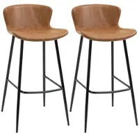 HOMCOM Set aus 2 Vintage-Barhockern – braunes Kunstleder, 76 cm hoch, mit Stahl-Fußstütze und Rückenlehne
