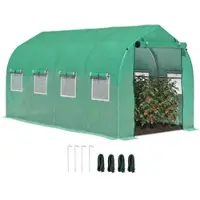 Outsunny Tunnelgewächshaus 4 x 2 x 2 m mit 8 Netzfenstern und Tür – Gewächshaus für den Gemüsegarten auf der Terrasse oder im Garten