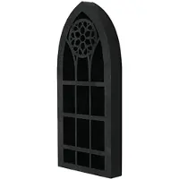 Typecat Wandmontierte Schwebende Regale, Altes Kirchenfenster, Kristall-Wandregal, Wandbehang, Gotisches Boho-Regal, Schwarzes Regal für äTherische ÖLe
