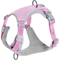 Famanu Hundegeschirr Reflektierend - Verstellbares Harnes mit zwei Leinenbefestigungen - Atmungsaktiv und Leicht - Für kleine Hunde - Rosa