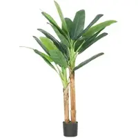 HOMCOM Dekorative Kunstpflanze Künstlicher Bananenbaum 2 Stämme im Topf Wohndeko 150 cm Grün