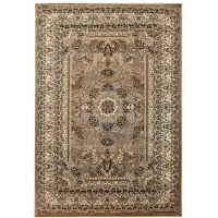 Carpetsale24 Orient Teppich 300x400 cm Beige, Zeitloser XXL Kurzflorteppich mit Ornamenten, Pflegearme Raumlösung für Loft, Galerie oder Wohnbereiche