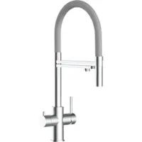 VIZIO 5 Wege Wasserhahn Küchenarmatur Edelstahl Massiv mit 360° Schwenkbarem Auslauf Abnehmbare 2 Strahl Handbrause Gebürstet Grau