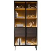 Lookway VITRINE LINEA LOFT mit LED-Beleuchtung Eiche + Schwarz