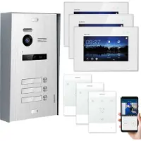 Balter EVO Aufputz Silber 7" WiFi Monitor Weiß + Talk Video Türsprechanlage Set 3 Familienhaus