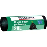 Rossignol Bagy rouleau de 20 sacs poubelle 20L noir lien coulissant -