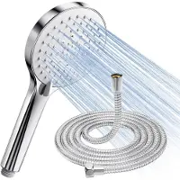 Famanu Handbrause Wasser sparend mit Schlauch - Hochdruck, Anti-Kalk, 5 Strahlarten