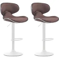 CLP 2er Set Barhocker Las Vegas V2 Stoff mit Fußstütze braun Gestell Farbe weiß
