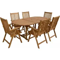 Axi Marzi/Nuria 7-teiliges Gartenset für 6 Personen | Esstisch aus Teakholz mit ovalem ausziehbarem Gartentisch | Mit 6 Gartenstühlen mit verstellbarer Rückenlehne | Für draußen
