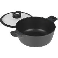 N8werk Aluguss-Kochtopf Hitze Indikator 28 cm 6 L Temperaturanzeige Deckel mit Silikon-Umrandung 3-fach Ilag Ultimate Versiegelung Alle Herdarten