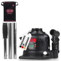 Heyner hydraulischer Stempelwagenheber 10 t, 125-215 mm Unterstell-Flaschenheber für Auto & SUV, extra flach mit Doppelhub