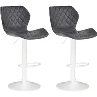 CLP 2er Set Barhocker Cork Kunstleder höhenverstellbar und 360 Grad drehbar | Farbe schwarz Gestell Farbe weiß