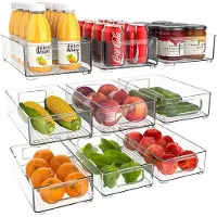 Markenlos Kühlschrank-Organizer stapelbar - 9 Stück, transparent
