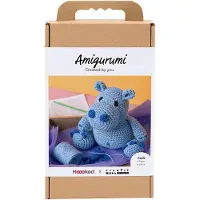 Creativ Company Häkelset Amigurumi Nilpferd blau hellblau Baumwolle