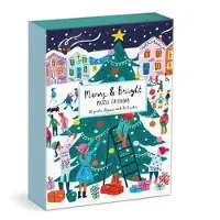 Galison 71125 - Louise Cunningham Merry and Bright 12 Days of Christmas - Advent Puzzle, 12 x 80