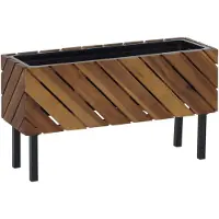 MCW Pflanzkasten -P87, Blumen-/Pflanzkübel Blumenkasten, In-/Outdoor Akazie Holz MVG-zertifiziert 36x62x22cm ~ braun