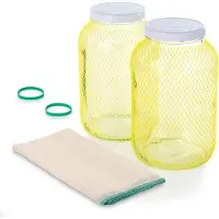 Famanu Glasbehälter 4 L - Für Kombucha, Kefir, Fermentation, Luftdichter Deckel, Breite Öffnung 10 cm, Inkl. Mulltuch, Transparent