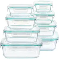 Markenlos Glasbehälter 8er Set - Luftdicht, stapelbar, mikrowellen- und spülmaschinenfest