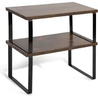 Famanu Küchenregal Organizer Set 2er, stapelbare Holz- und Metallregale für Küche und Vorratsschrank, platzsparend, 15 kg