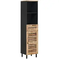 vidaXL Badezimmerschrank mit Tür Braun und Schwarz 38 x 33,5 x 160 cm
