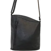 Jennifer Jones Leather Kleine Damen Handtasche asymmetrisch schwarz