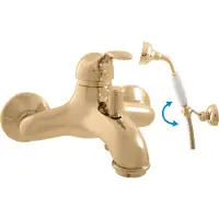 RAV copy of Badewannenarmatur LABE Wandmontage in Chrom, Gold oder Messing SLEZAK Ihre Wahl: Mit Handbrause mit schwenkbarem Halter,