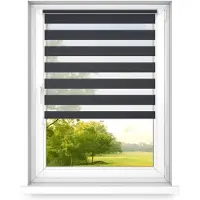 Time4blinds , Tag und Nacht Doppelrollo Mini, Anthrazit - Links, 130x120cm