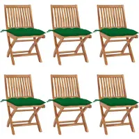 vidaXL Cloris Designermöbel Klappbare Gartenstühle mit Kissen 6er Set Massivholz Teak 2024 Neu