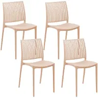 Beliani Gartenstuhl 4er Set Sandbeige Kunststoff Stapelbar mit Streben ohne Armlehnen Modern Outdoor Balkon Garten Kunststoffstuhl Plastikstuhl