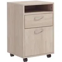 HOMCOM Vertikaler Aktenschrank Schublade Rollen mobiler Rollcontainer Büro Heim 60 cm Eiche