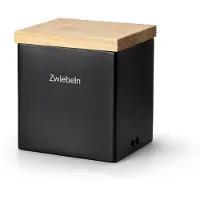 Continenta Vorratsdose schwarz mit Holzdeckel 18 x 15,5 x 20 cm