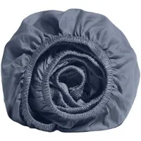 Yumeko Spannbettlaken Baumwollsatin 90x210 Blau - Eco, Bio & Fairtrade