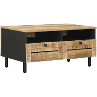 vidaXL Couchtisch Braun und Schwarz 80 x 54 x 40 cm Massivholz Mango