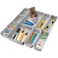 Famanu Set von 10 stapelbaren Filz-Organizern für Schublade und Kleiderschrank - vielseitig einsetzbar