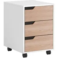 HOMCOM Büro-Schubladenschrank mit 3 Schubladen, 40 x 50 x 57,5 cm, Holz und Weiß