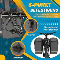 Markenlos Fahrradtasche 33 Liter - Mit Regenhaube und reflektierenden Streifen, grau