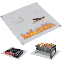 Famanu Grillmatte hitzebeständig - 47 cm x 47 cm, wasserfest für BBQ und Feuerstellen