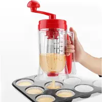 Famanu Teigspender mit Einhand-Schiebeknopf - Präziser Teigverteiler für Muffins, Pfannkuchen und Cupcakes