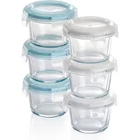 Famanu Glasbehälter Set – 6 x 130 ml – runde Aufbewahrungsdosen mit Deckel – luftdicht und auslaufsicher