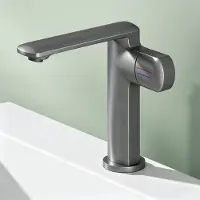 Mai&Mai Mai & Mai Armatur Bad Wasserhahn Badezimmer Waschtischarmatur Einhebelmischer Mischbatterie Bad aus Messing mit Wassersparfunktion Grau 1180